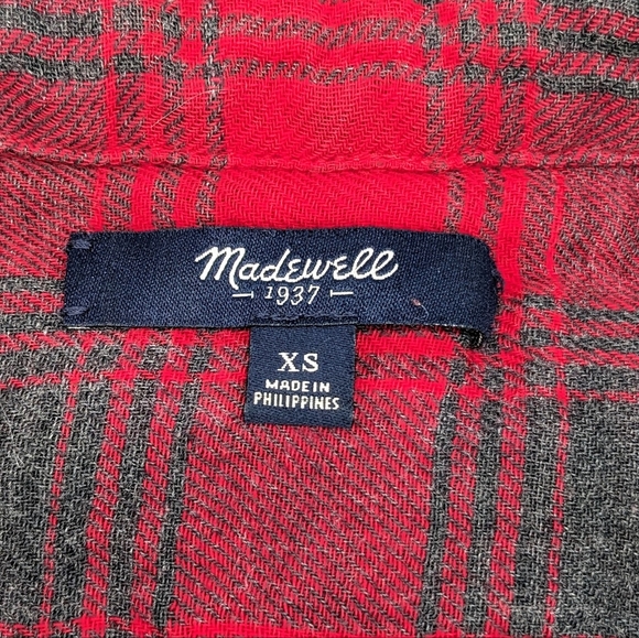 Madewell Ex-Boyfriend Lansing Plaid Button Up Shirt Cotton Red & Black Size XS - Picture 5 of 6